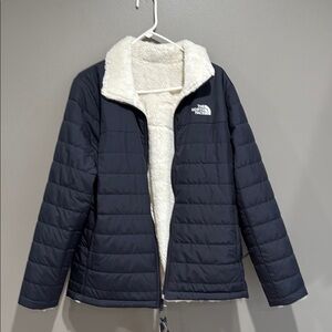 The North Face Navy blue and cream Puffer Jacket